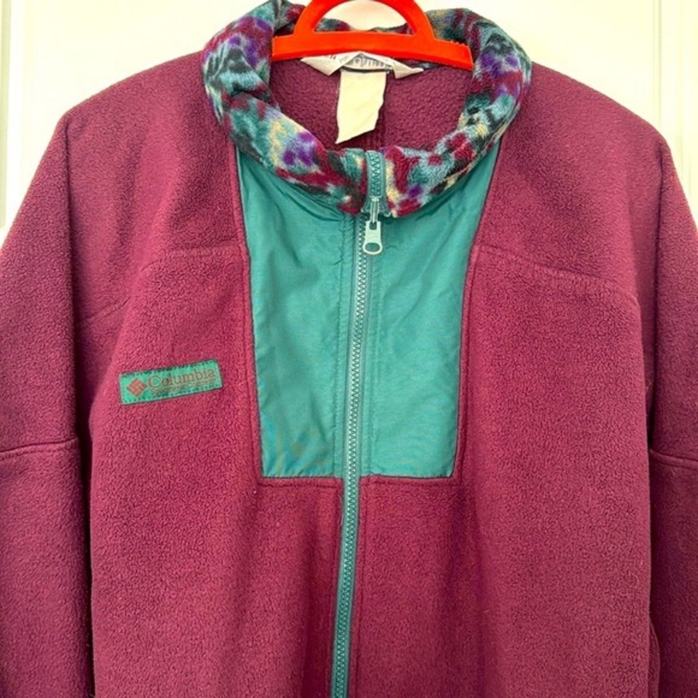 COLUMBIA Purple and Green Full Zip Long Sleeves Fleece Pullover in XL - Picture 14 of 14